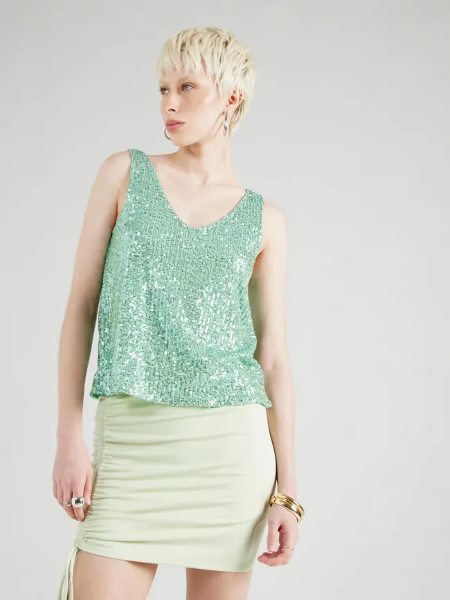 Débardeur à sequins anabel vert femme - Only | wimod