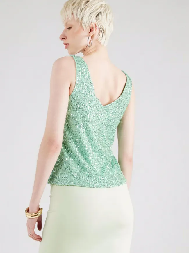 Débardeur à sequins anabel vert femme - Only | wimod