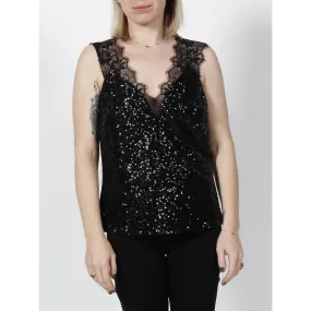 Débardeur à sequins orma dentelle noir femme - Morgan | wimod