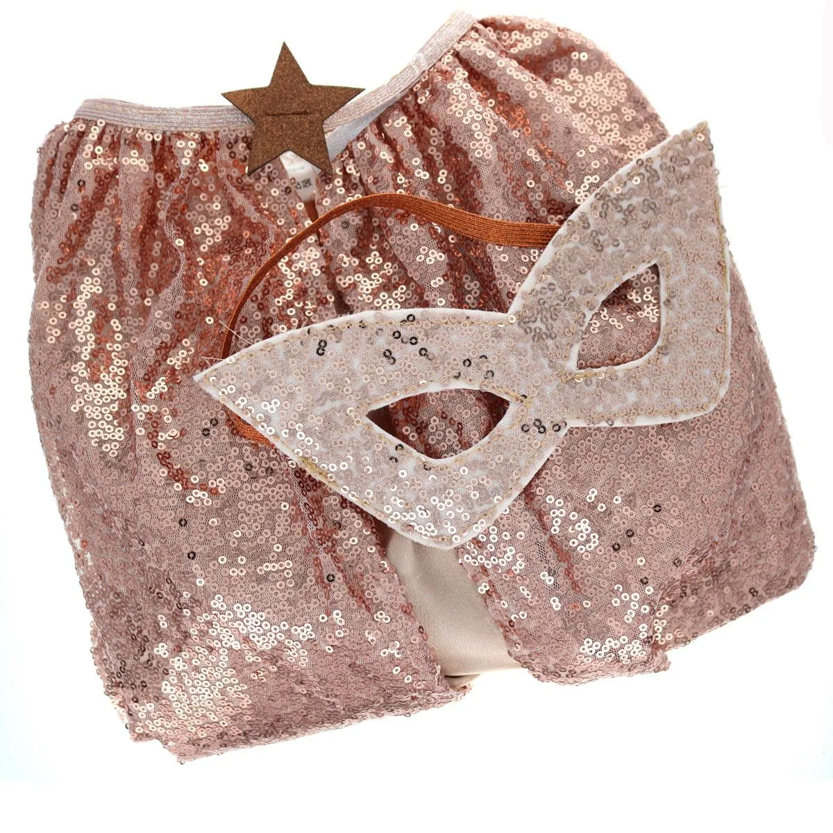 Déguisement cape et masque à sequins rose cuivre Surprise Partie ! - Le petit Souk