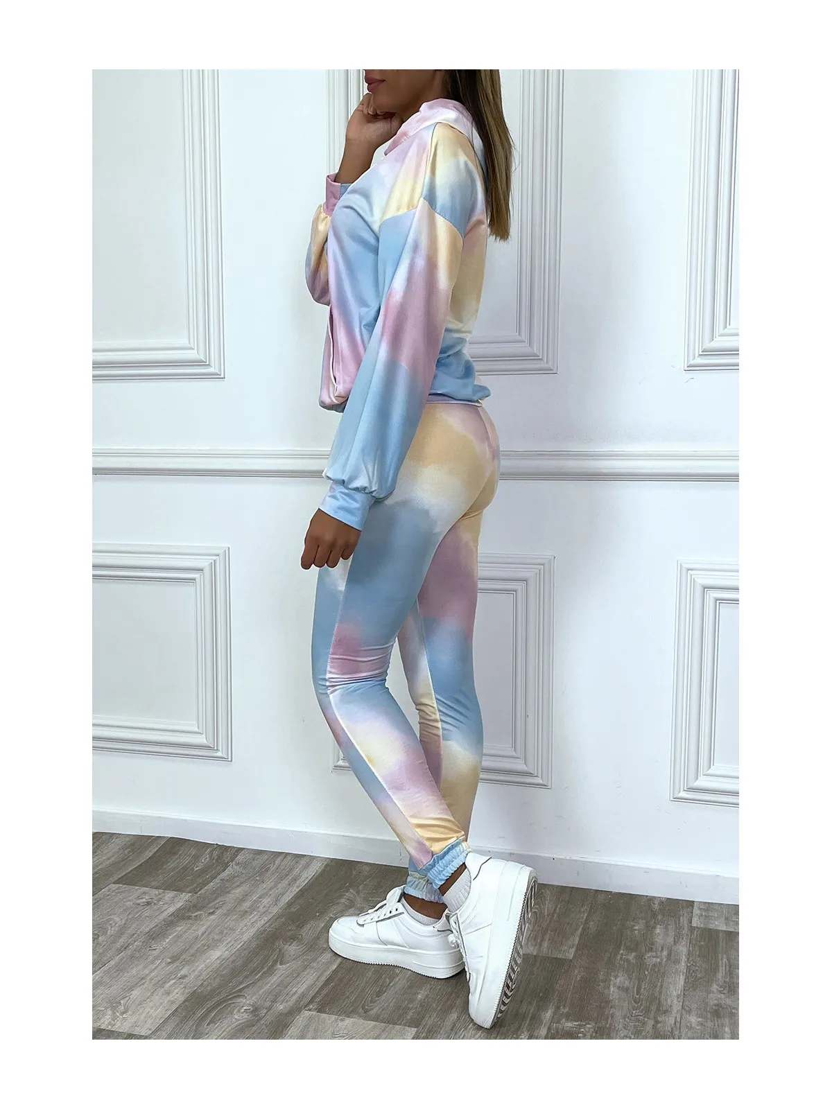 Ensemble sweat et pantalon jogging tie and dye bleu