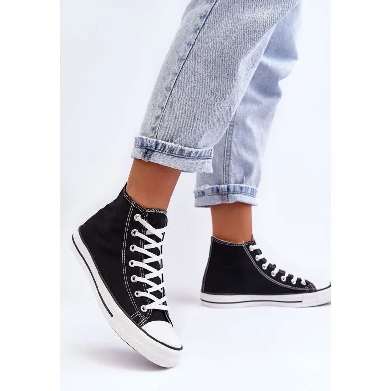 FR1 Baskets montantes classiques pour femmes Remos noires et blanches le noir