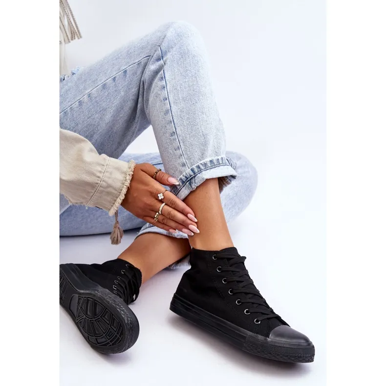 FR1 Baskets montantes classiques pour femmes Remos noires le noir