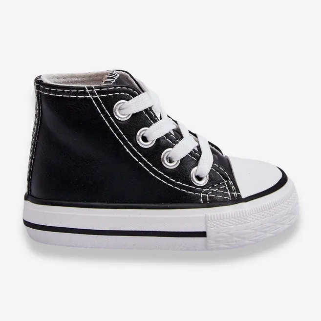 FR1 Baskets Montantes En Cuir Pour Enfant Noir Et Blanc Marney le noir