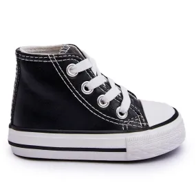 FR1 Baskets Montantes En Cuir Pour Enfant Noir Et Blanc Marney le noir