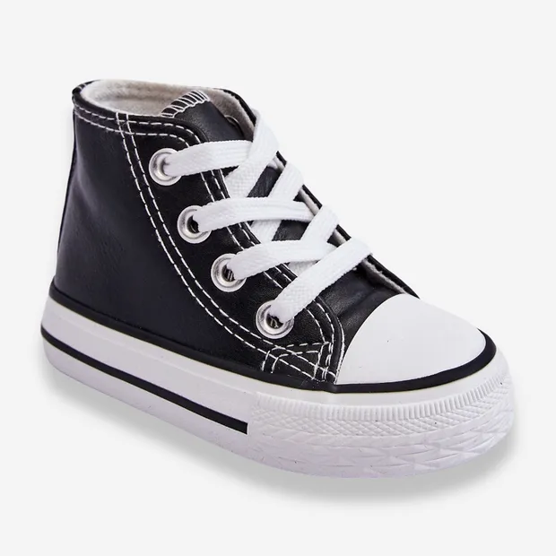 FR1 Baskets Montantes En Cuir Pour Enfant Noir Et Blanc Marney le noir