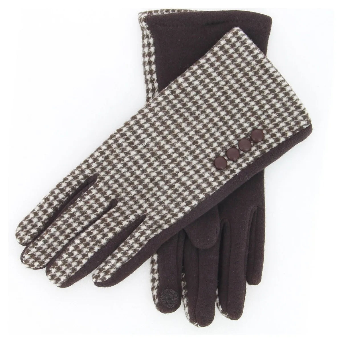 Gants Gérard PASQUIER, pied de poule marron/blanc - Matière noble 12,90€