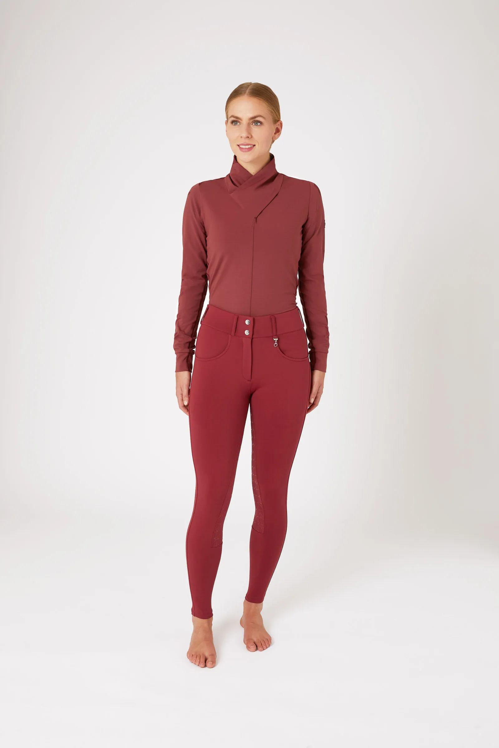 Horze Pantalon d'équitation d'hiver Ingrid taille haute fond intégral, femme