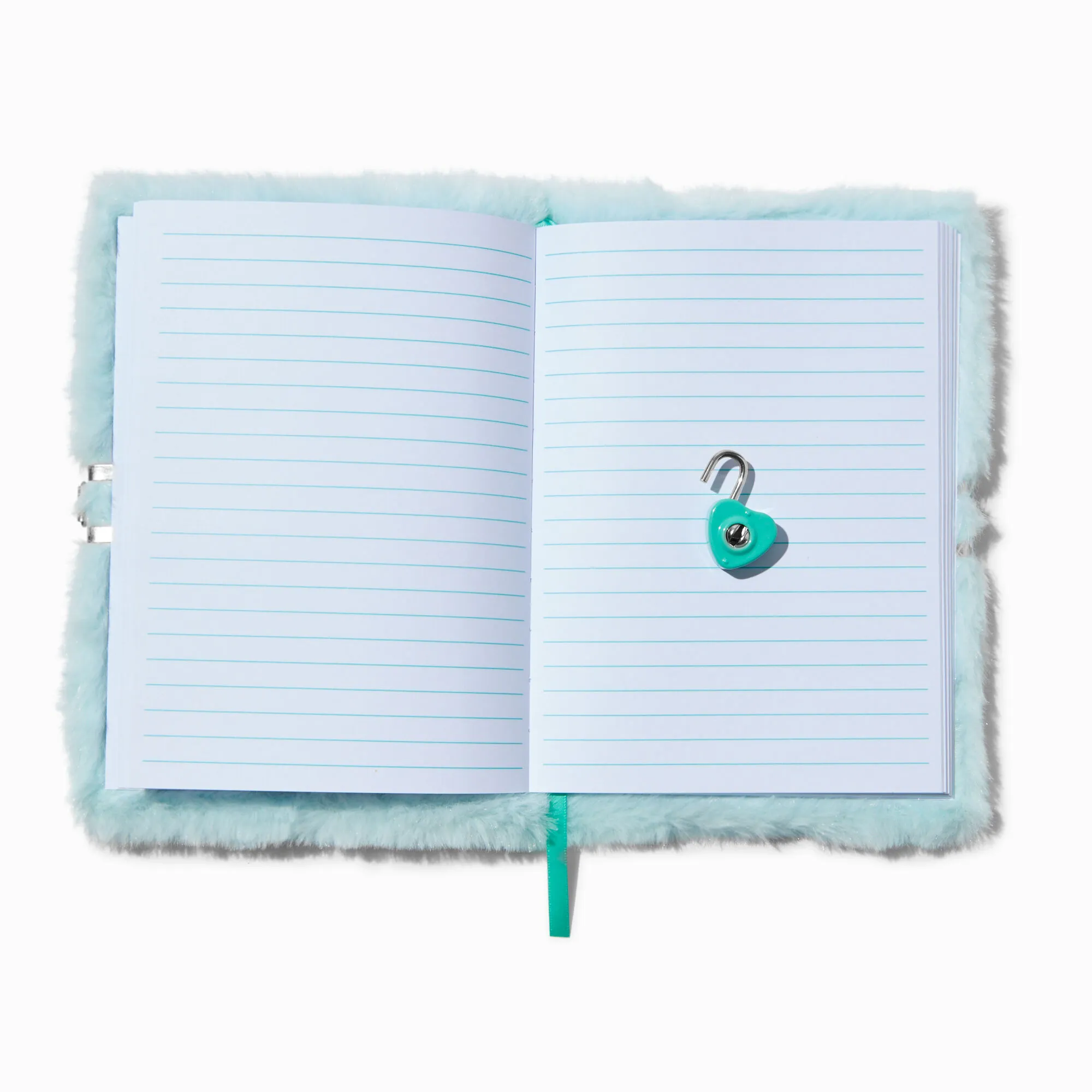 Journal intime à cadenas en fausse fourrure bleu papillon bling-bling