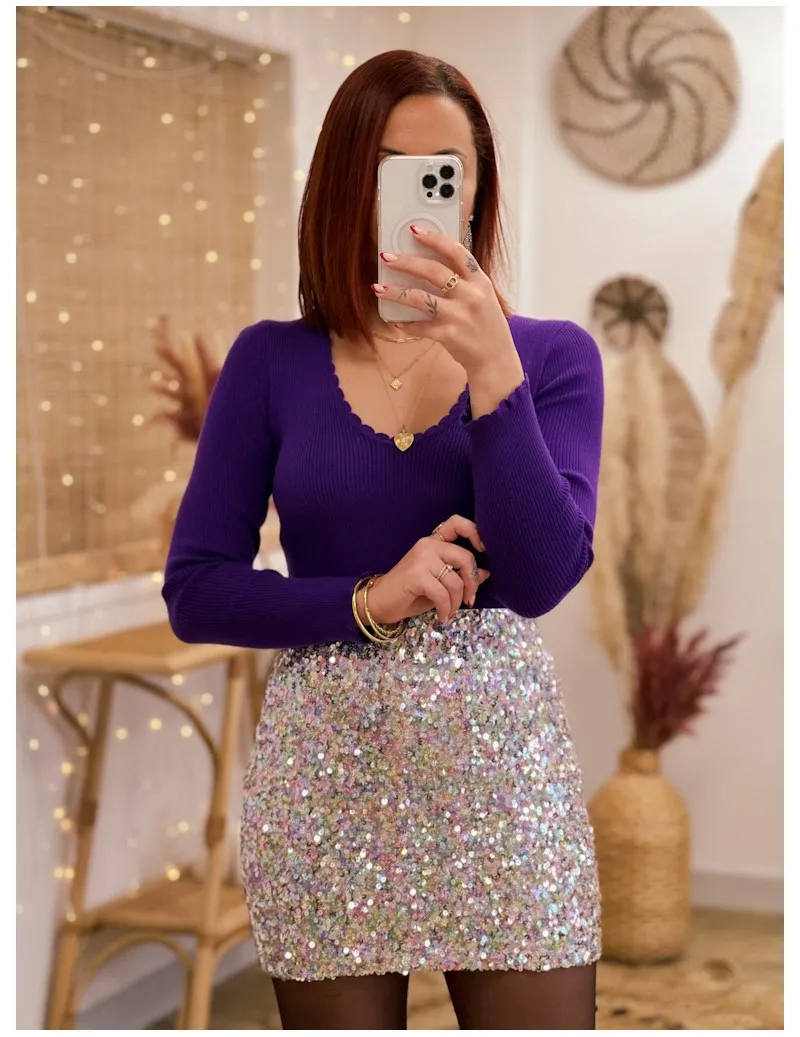 Jupe à sequins multicouleur -  Shine | MONLOOK