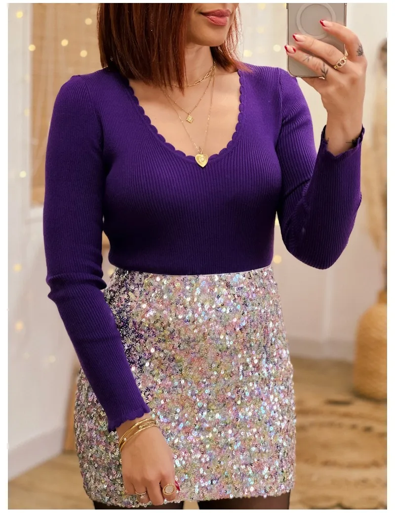 Jupe à sequins multicouleur -  Shine | MONLOOK