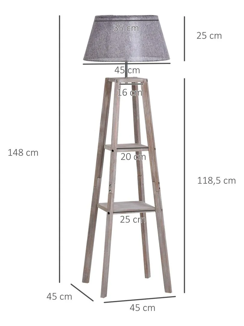 Lampadaire étagères - Gris