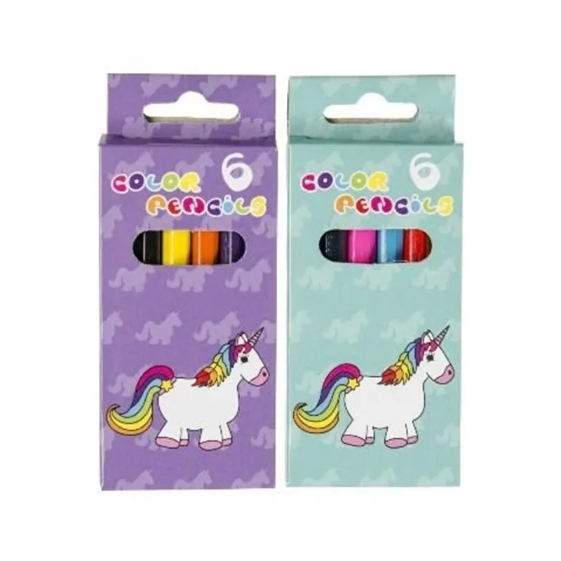 Lot de 6 Crayons de Couleur Licorne Fournitures Scolaires Enfants