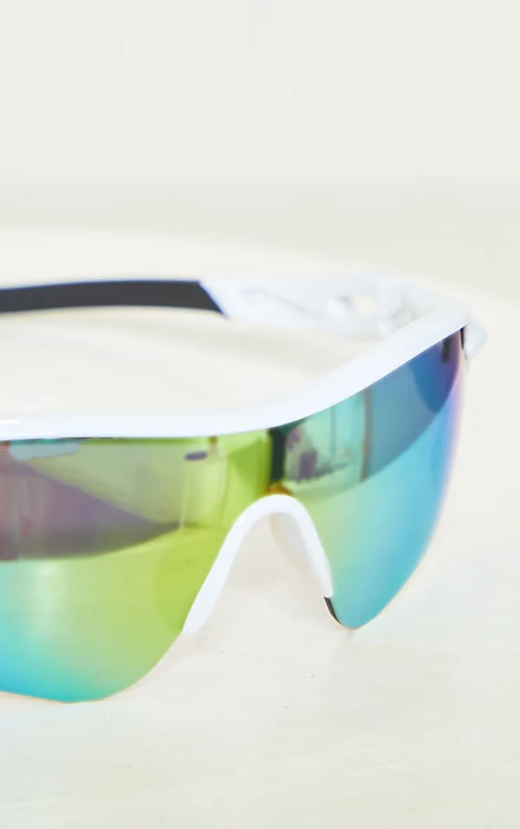 Lunettes de soleil de sport blanches à découpes