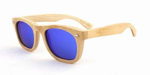 Lunettes de Soleil en Bois Clair Monture Bamboo Verres Miroirs