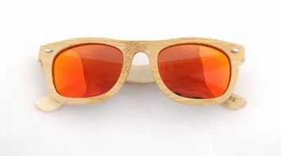 Lunettes de Soleil en Bois Clair Monture Bamboo Verres Miroirs