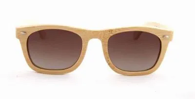 Lunettes de Soleil en Bois Clair Monture Bamboo Verres Miroirs