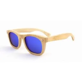 Lunettes de Soleil en Bois Clair Monture Bamboo Verres Miroirs