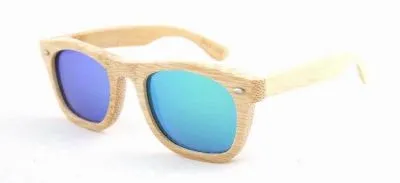 Lunettes de Soleil en Bois Clair Monture Bamboo Verres Miroirs