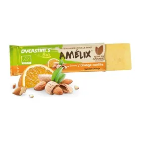 Nutrition sportive Overstim.s | Pâte d'amande BIO pour le sport Overstim.s Amélix saveur Orange confite en barre de 25g