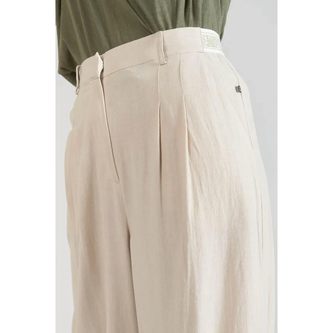 Pantalon droit SAGUA blanc en lin | 3 Suisses