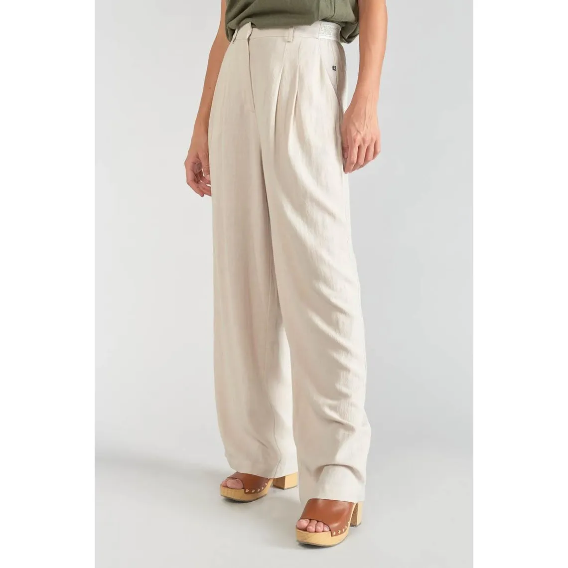 Pantalon droit SAGUA blanc en lin | 3 Suisses