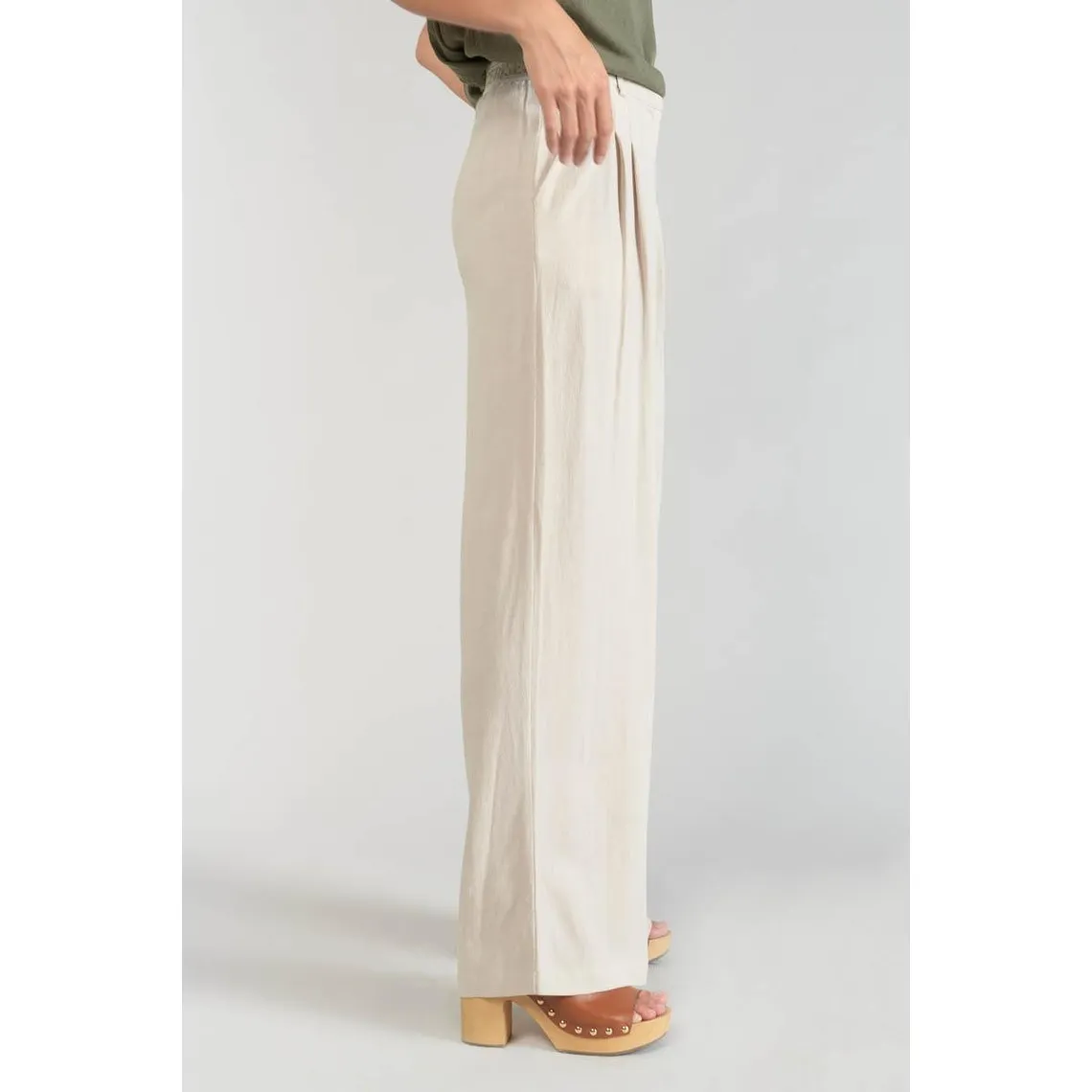 Pantalon droit SAGUA blanc en lin | 3 Suisses