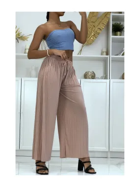 Pantalon palazzo plissé rose très tendance