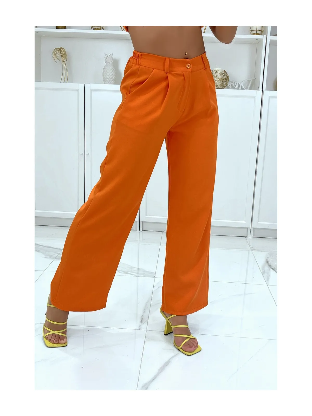 PaOOalon palazzo orange avec poches et élastique au dos