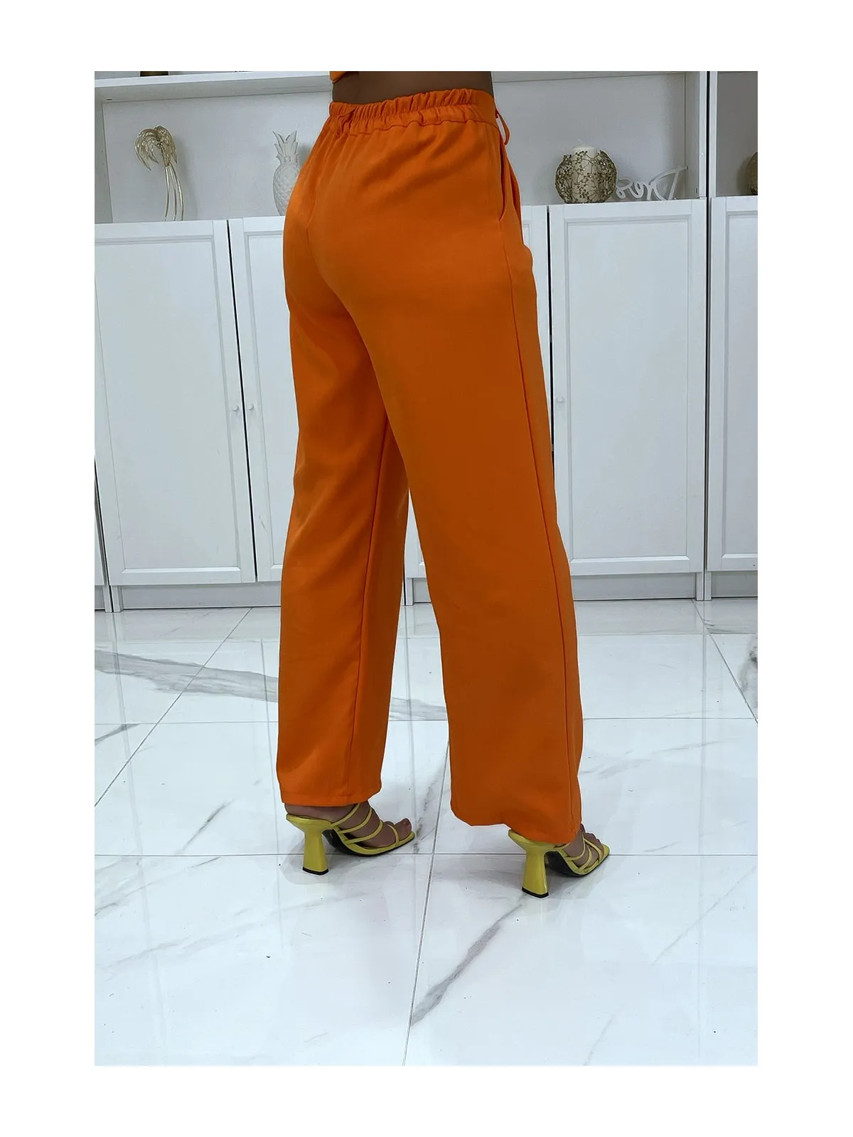 PaOOalon palazzo orange avec poches et élastique au dos