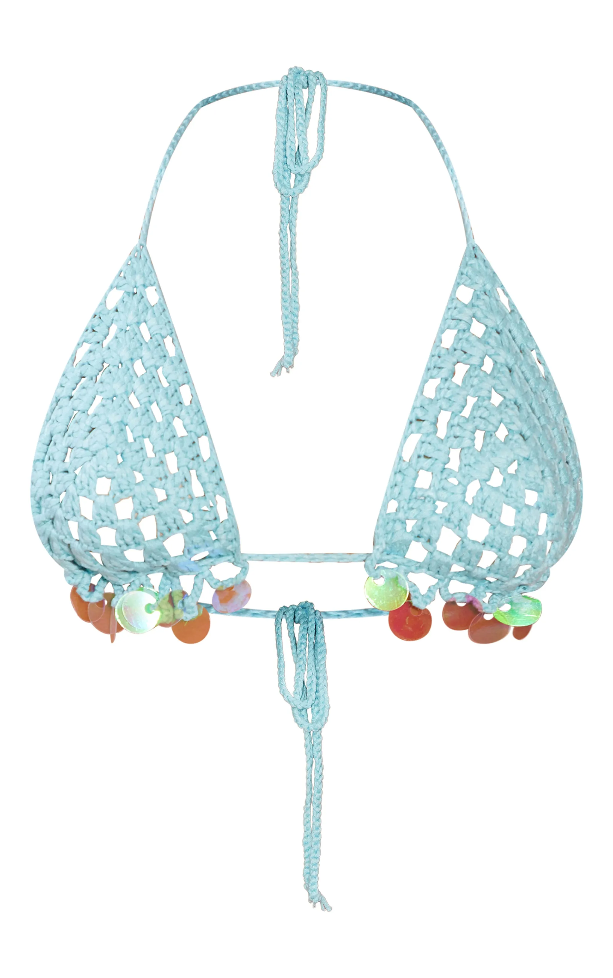 Petite Bralette bleu ciel en maille tricot à sequins