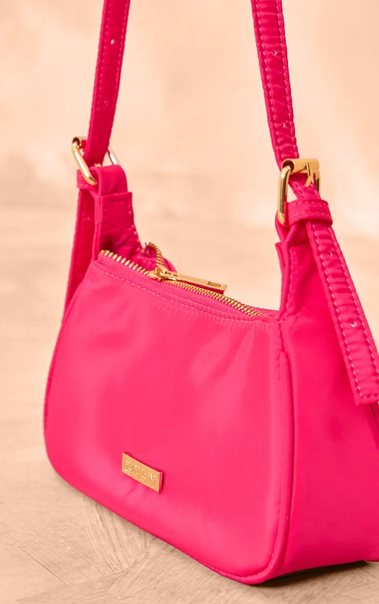 PRETTYLITTLETHING Mini sac trapèze en nylon rose fluo