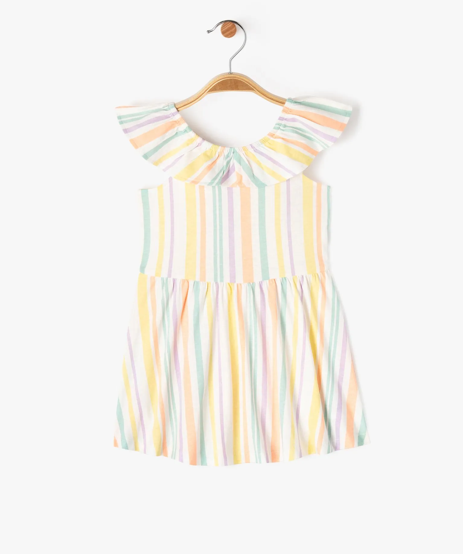 robe a col volante en jersey de coton imprime bebe fille jaune robes