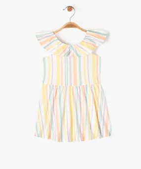 robe a col volante en jersey de coton imprime bebe fille jaune robes