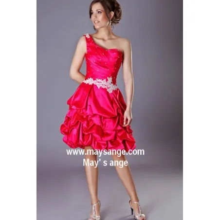 Robe de cocktail rose pluie de perles c212