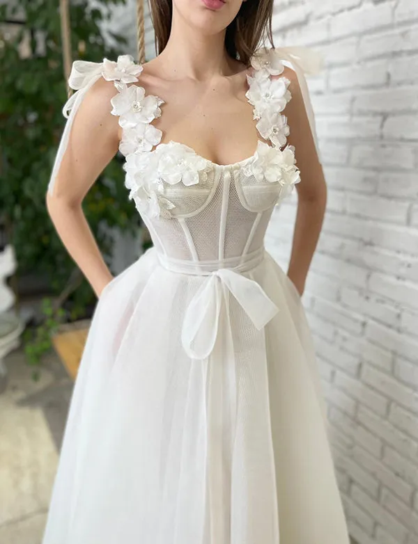 Robe de Soirée de Mariage Longue Blanc