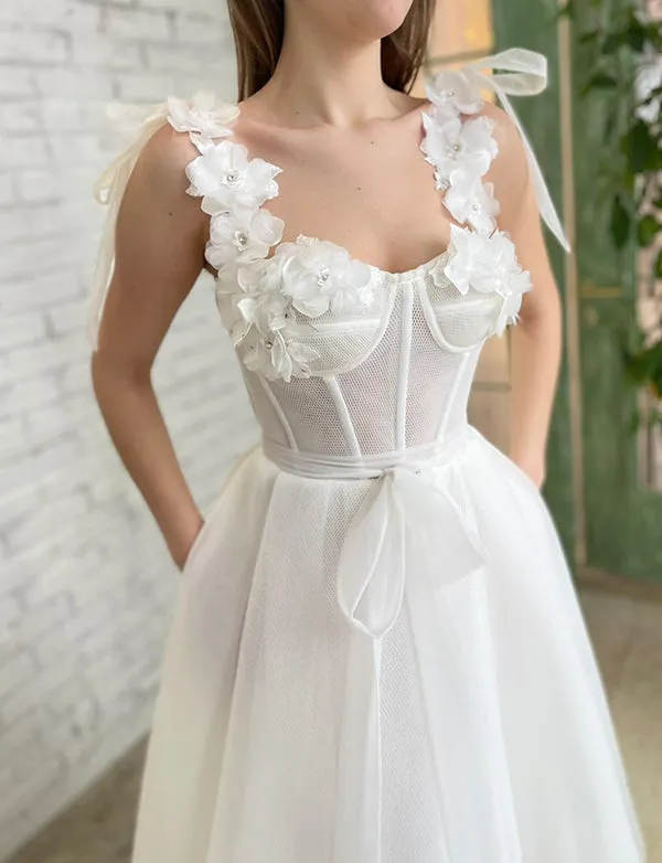 Robe de Soirée de Mariage Longue Blanc