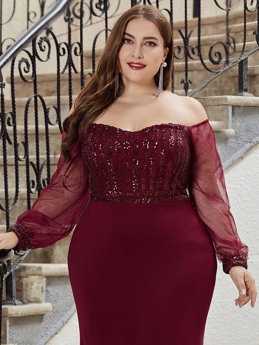 Robe de Soirée Longue Grande Taille Sirène à Sequins Tendance