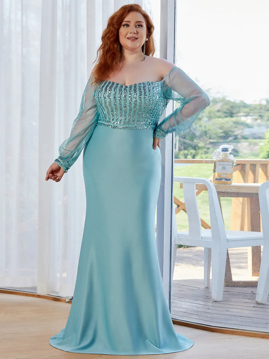 Robe de Soirée Longue Grande Taille Sirène à Sequins Tendance