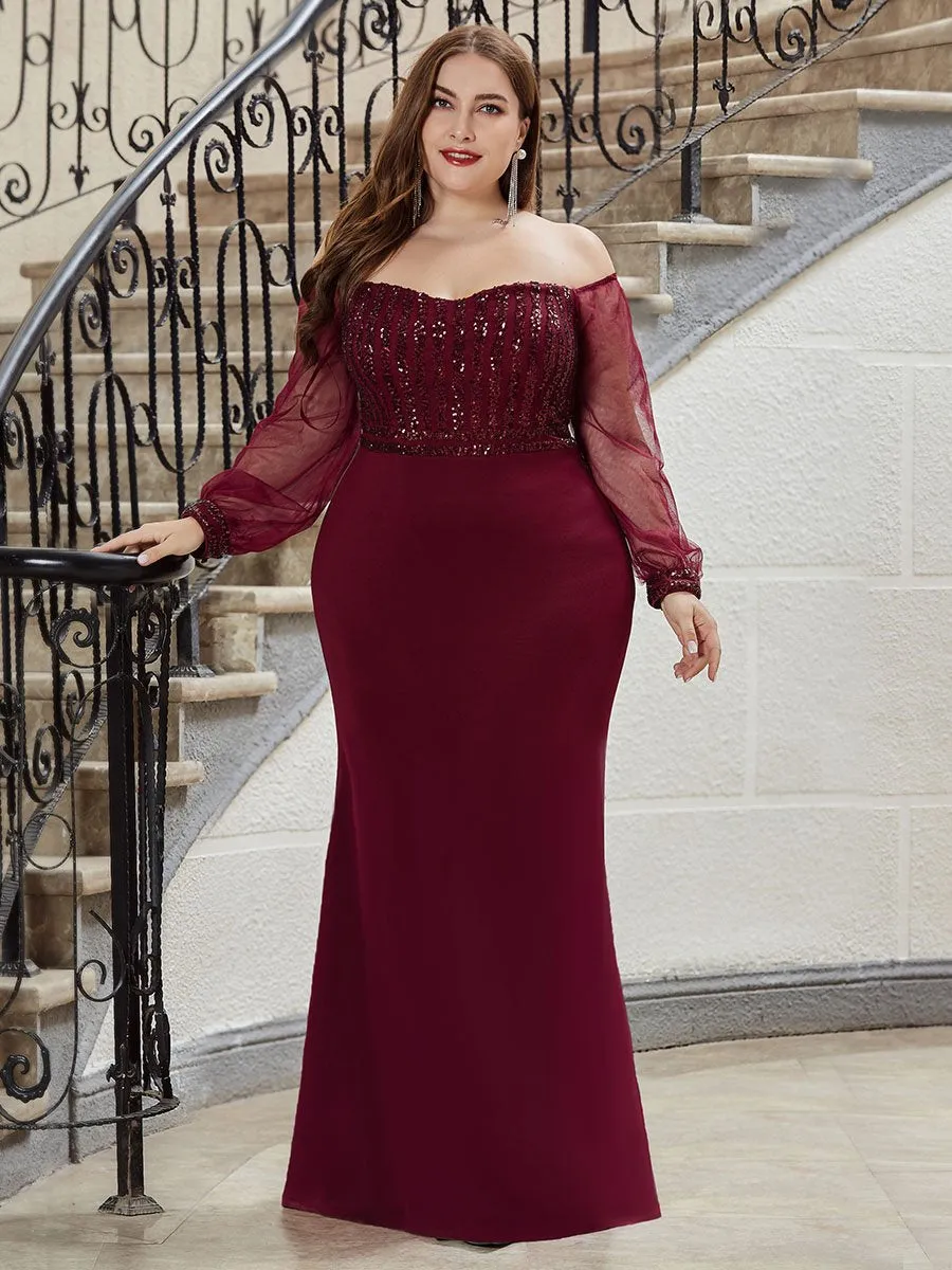 Robe de Soirée Longue Grande Taille Sirène à Sequins Tendance