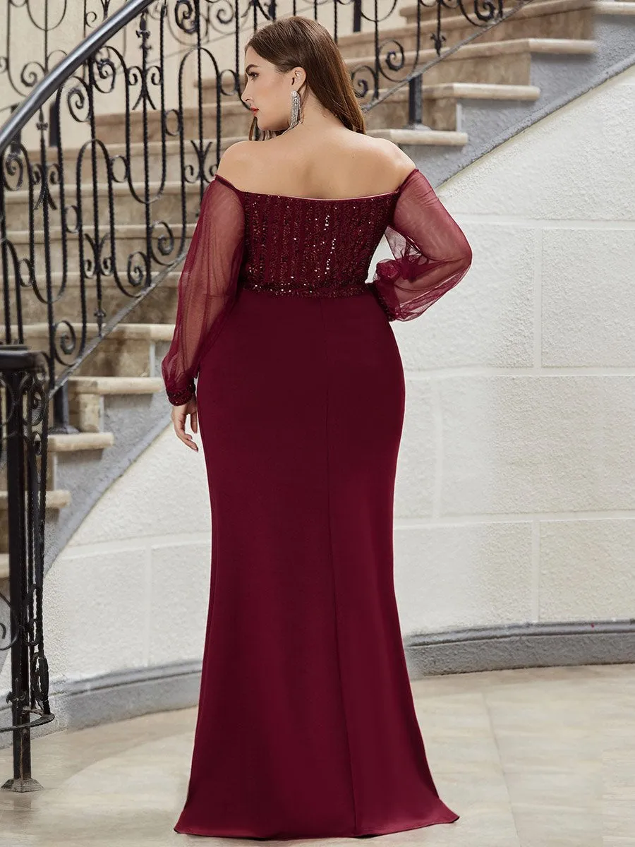 Robe de Soirée Longue Grande Taille Sirène à Sequins Tendance