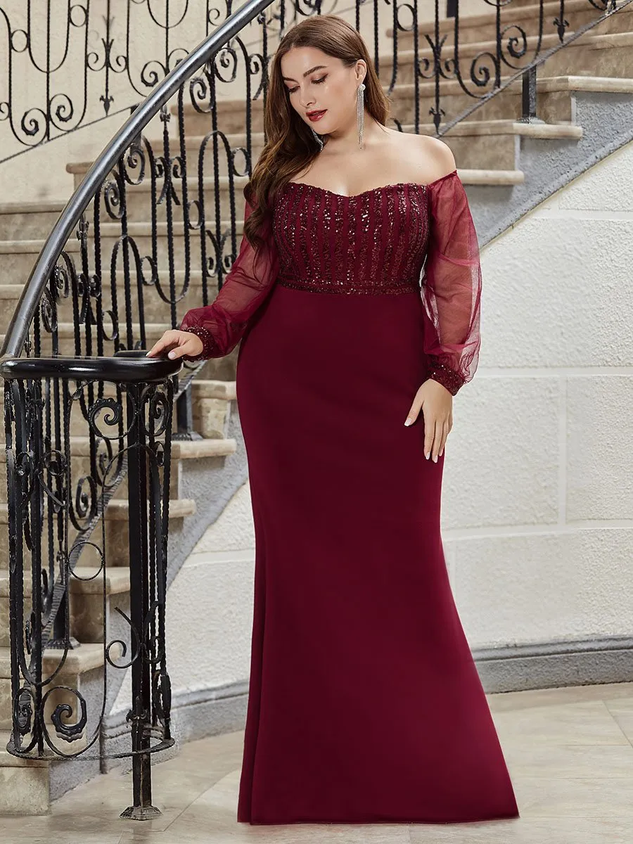 Robe de Soirée Longue Grande Taille Sirène à Sequins Tendance