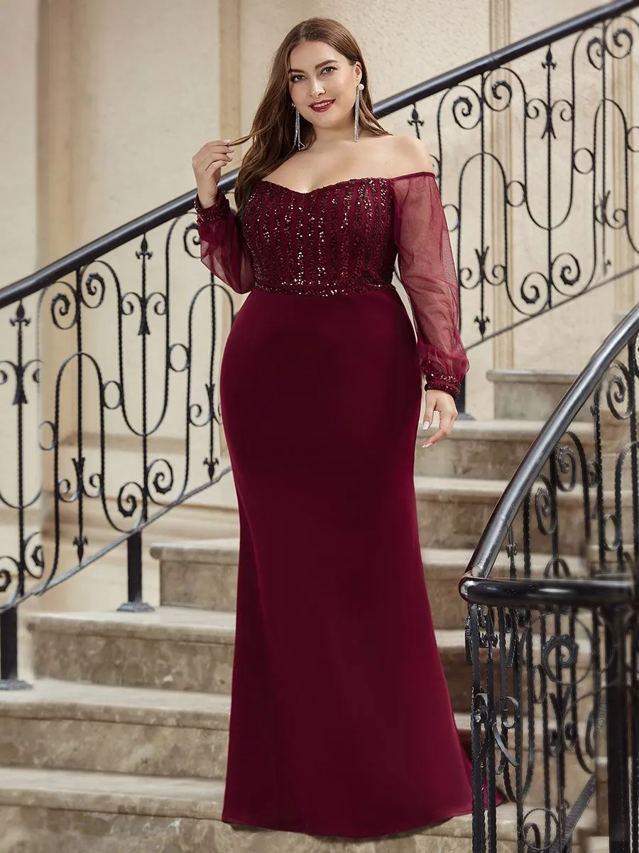 Robe de Soirée Longue Grande Taille Sirène à Sequins Tendance