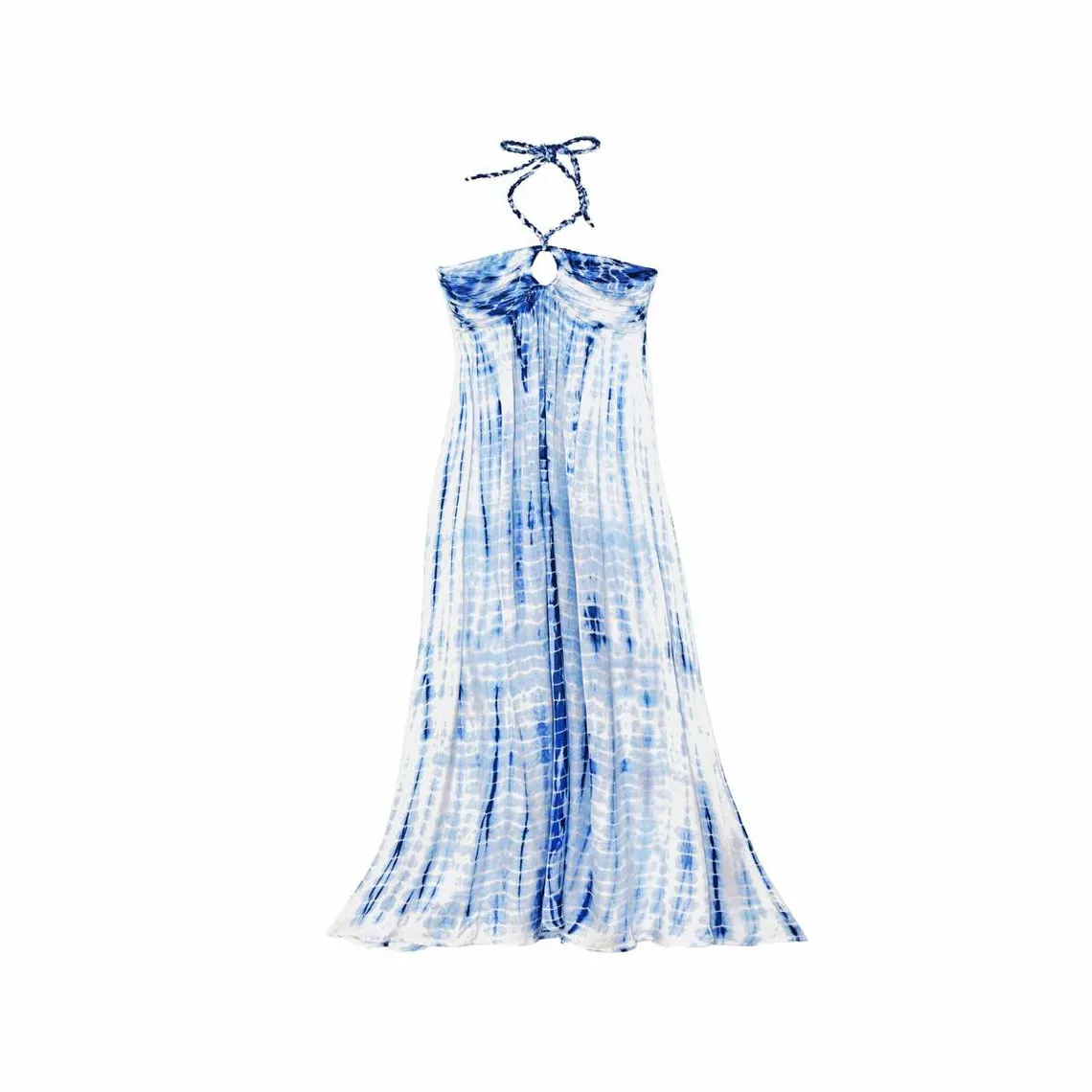 Robe longue RENZA tie&dye en viscose bleu | 3 Suisses