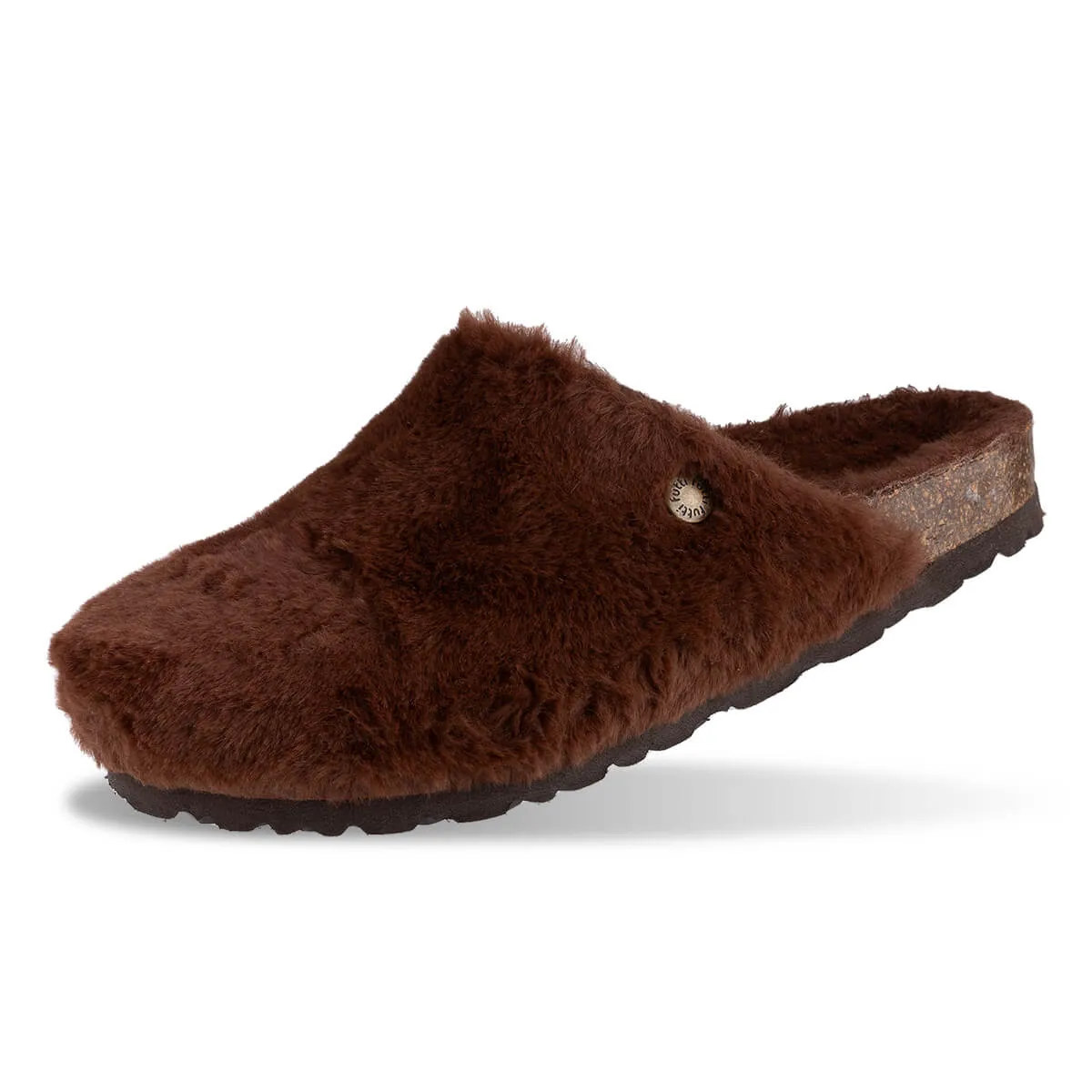 Sabots en fausse fourrure type chaussons - Marron