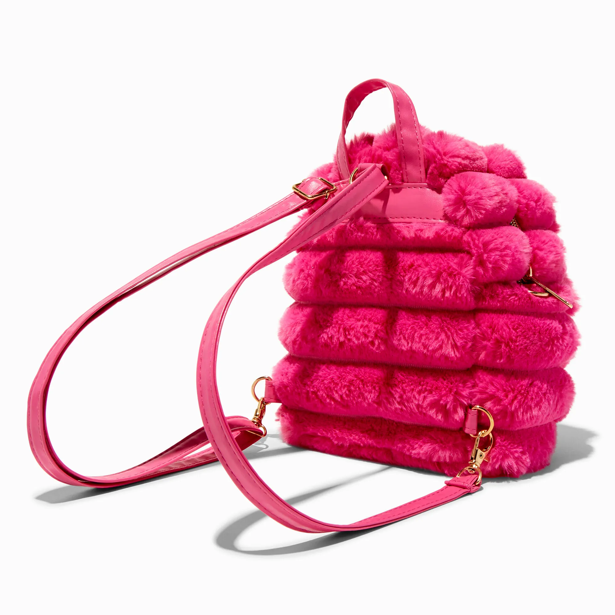 Sac à dos en fausse fourrure rose vif