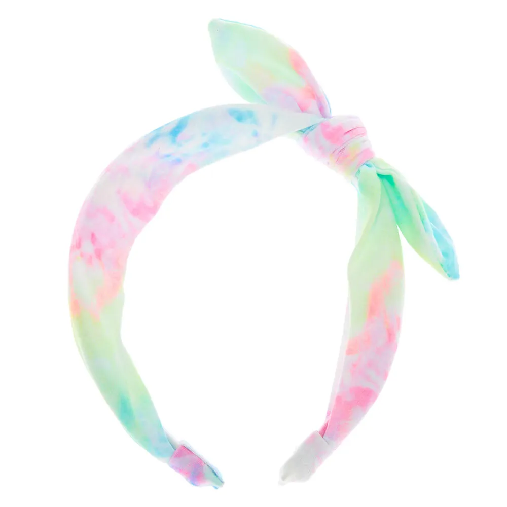 Serre-tête à nœud noué tie-dye pastel