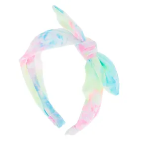 Serre-tête à nœud noué tie-dye pastel