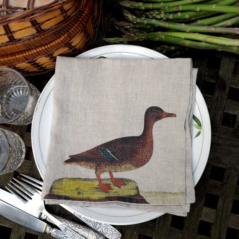 Serviettes de table en lin - oiseaux sauvages