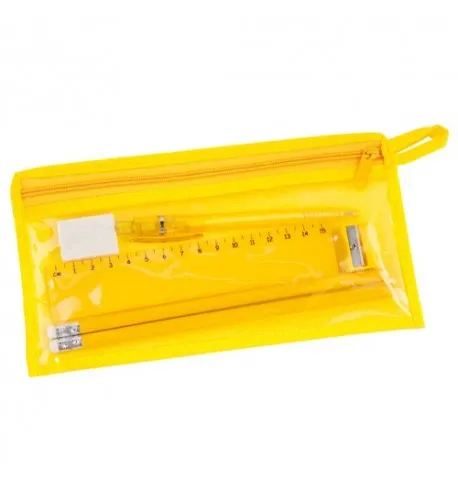 Set Trousse Baiku en T.N.T et en PVC de Coloris Jaune Bleu et Rouge